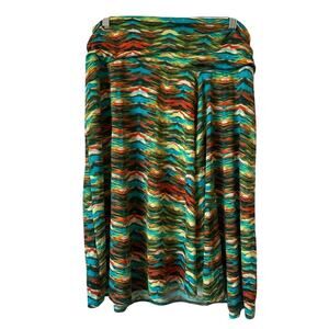 Studio JPR Women’s Green Multi Color Fair Isle A-line Boho skirt Size Large